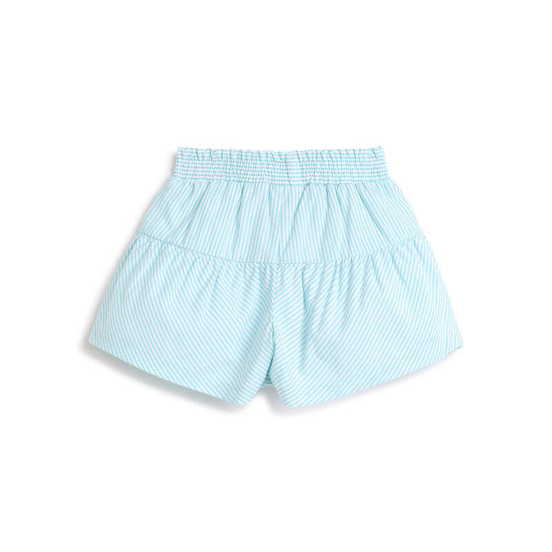Girls White and Light Blue Striped Shorts image number 1